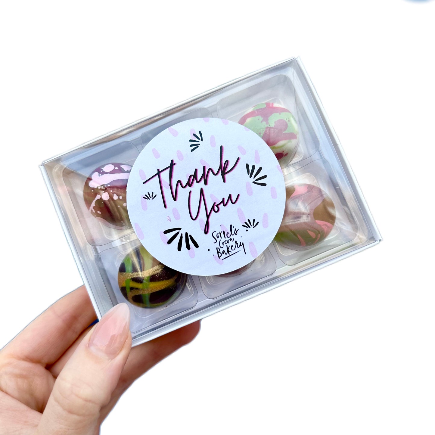 Thank You Boxes of Hand Painted Bonbons